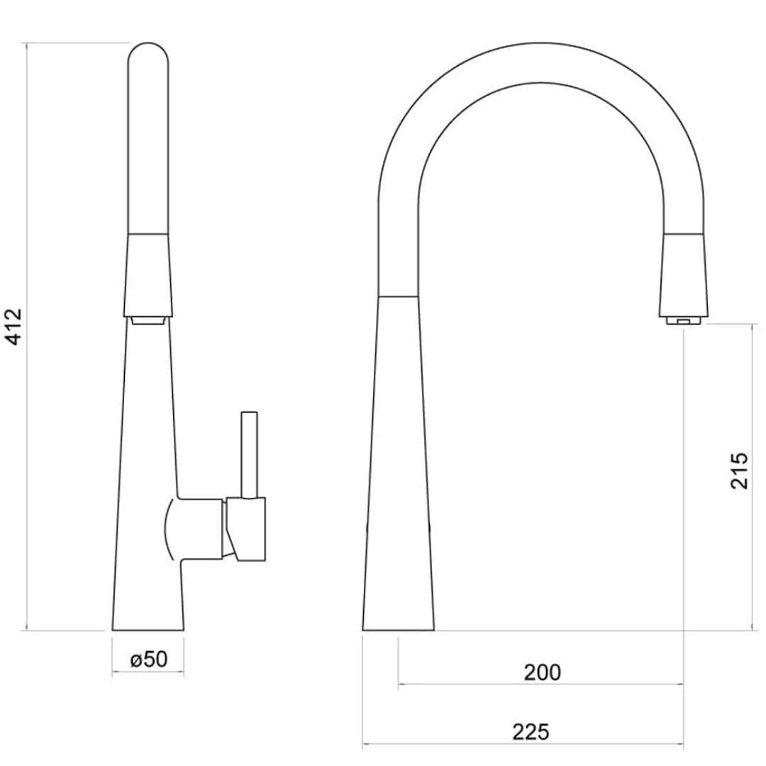 Aquarius Kitchen Tap Aquarius TrueCook - Series 9 - Pullout Single Lever Kitchen Mixer Tap