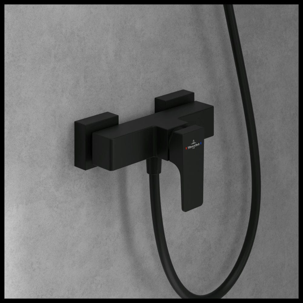 Villeroy & Boch Exposed Shower Valve Matt Black Villeroy & Boch Architectura Exposed Thermostatic Square Shower Valve