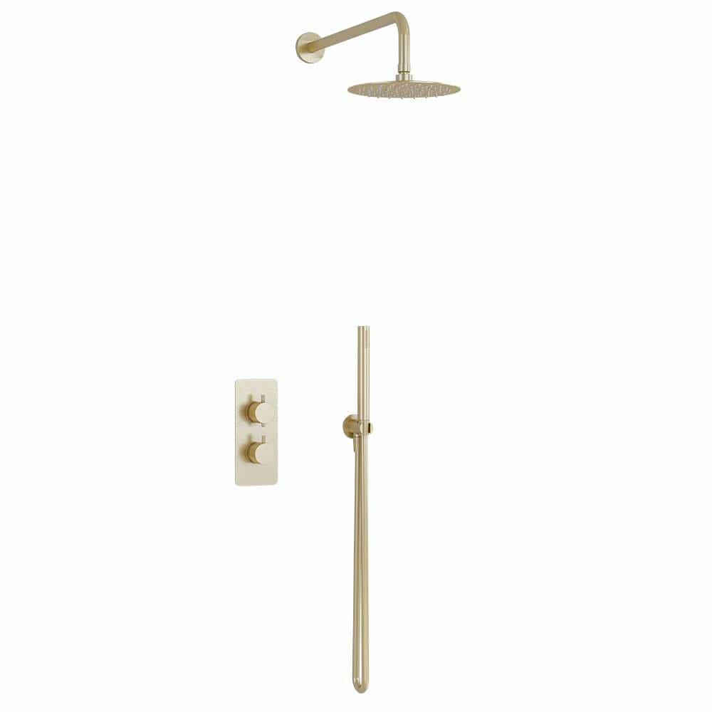 Imex Concealed Shower Set Imex Ravine 2 Handle, 2 Outlet Shower Set with 200mm Rainfall Shower Head, Pencil Handset and Hose
