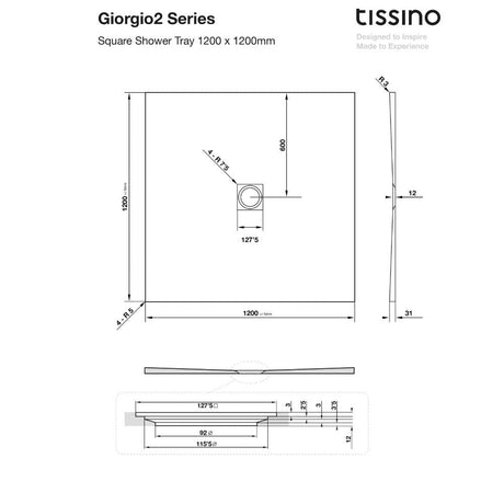 Tissino Rectangle Shower Tray 1600 x 1200mm Tissino Giorgio2 Rectangle Shower Tray in Graphite Slate