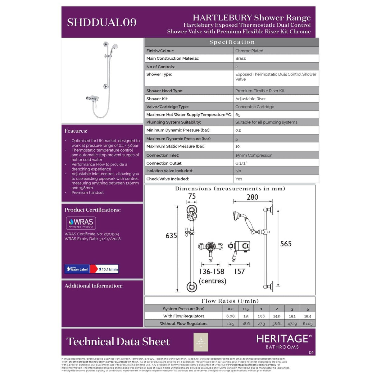 Heritage Exposed Shower Set Heritage Hartlebury Exposed Shower with Premium Flexible Kit