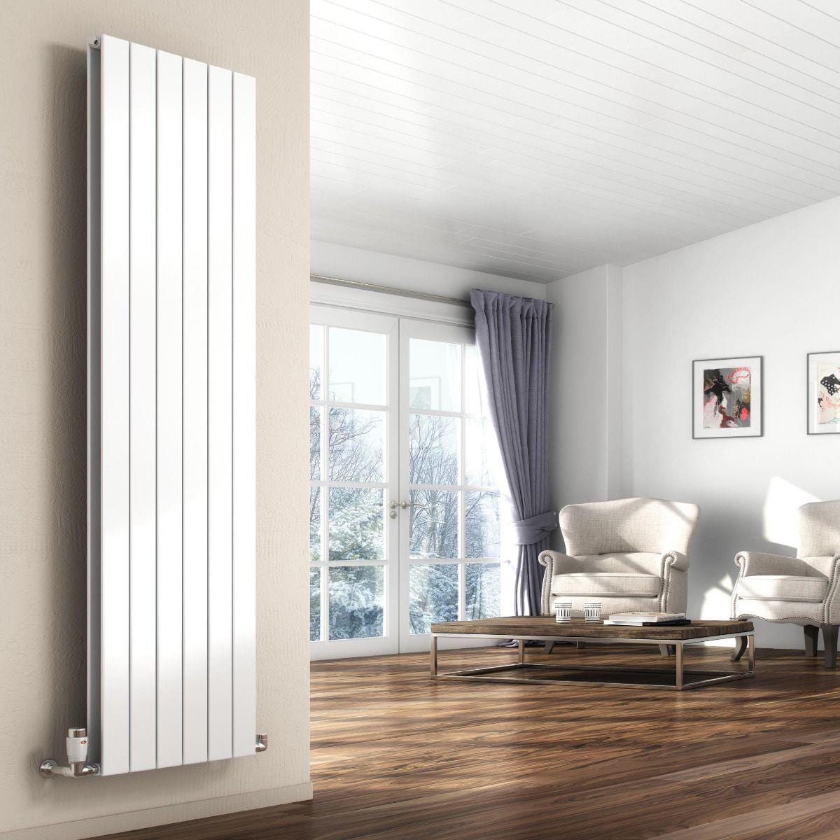 Reina Panel Radiator 1800 x 440mm / White Reina Flat Vertical Double Panel Radiator