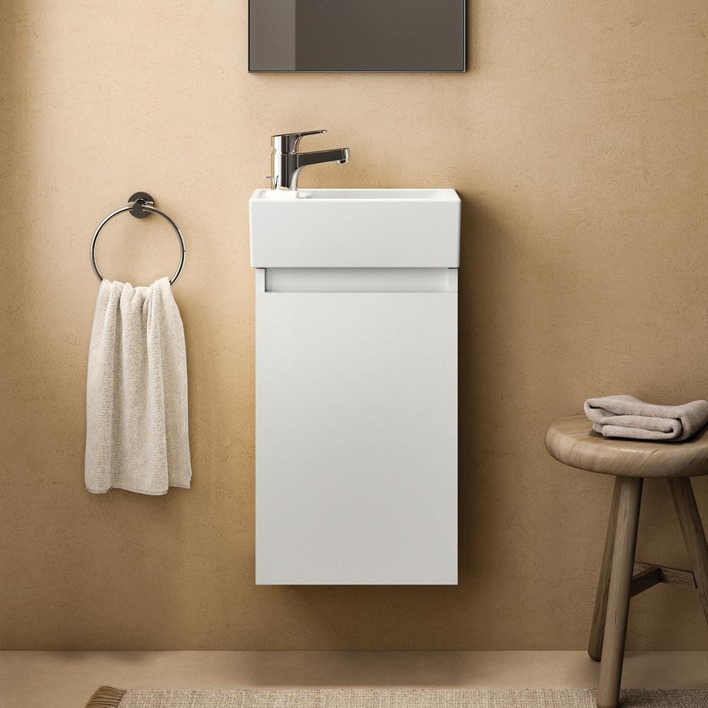 Ideal Standard Wall Mounted Vanity Unit Ideal Standard Eurovit + 350mm Wall Mounted Cloakroom Vanity Unit with 1 Tap Hole Basin