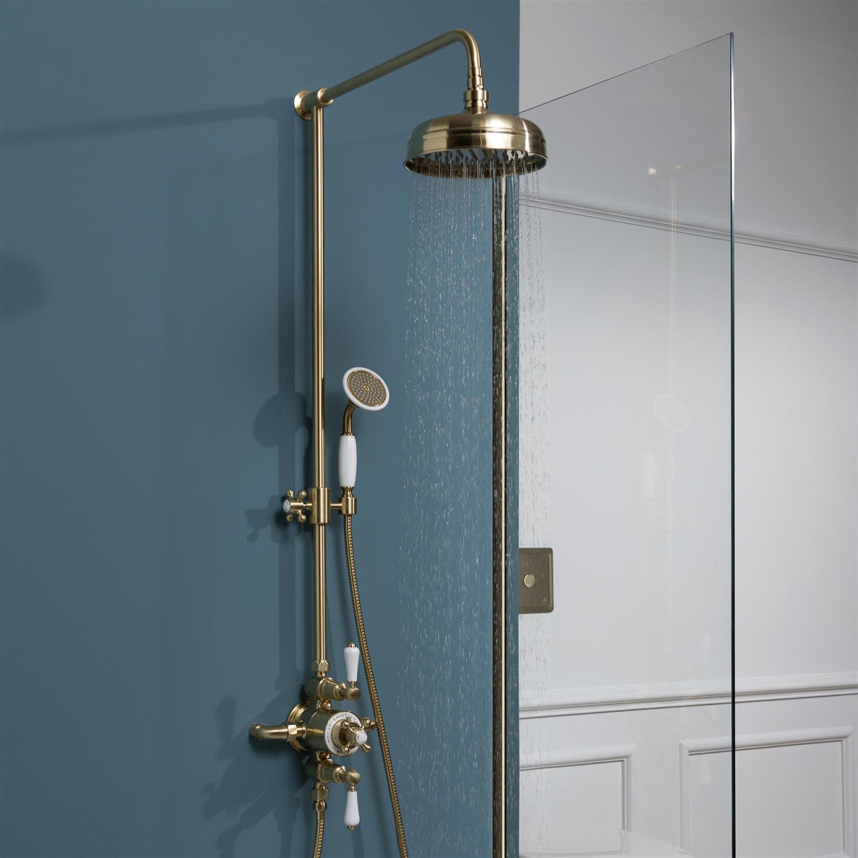 JTP Exposed Shower Set JTP Grosvenor Exposed Thermostatic Traditional Shower Set With Fixed Shower Head and Handset