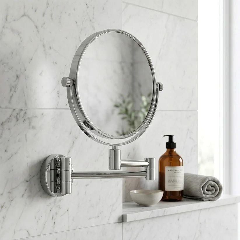 Smedbo Cosmetic and Shaving Mirror Chrome Smedbo Outline Round Extendable Magnified Mirror