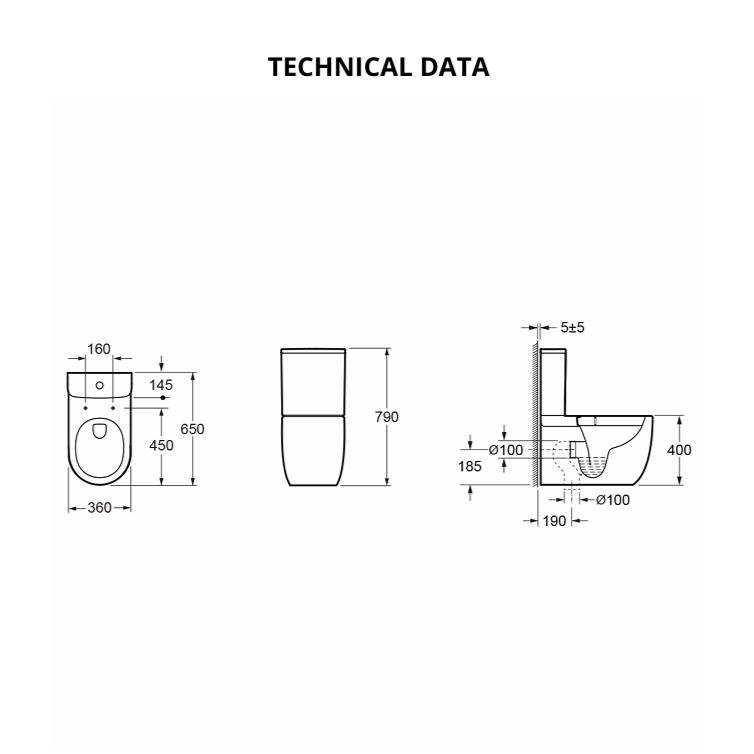 Imex Close Coupled Toilet Imex Luna Rimless UltraVortex Close Coupled Toilet with Soft Close Seat
