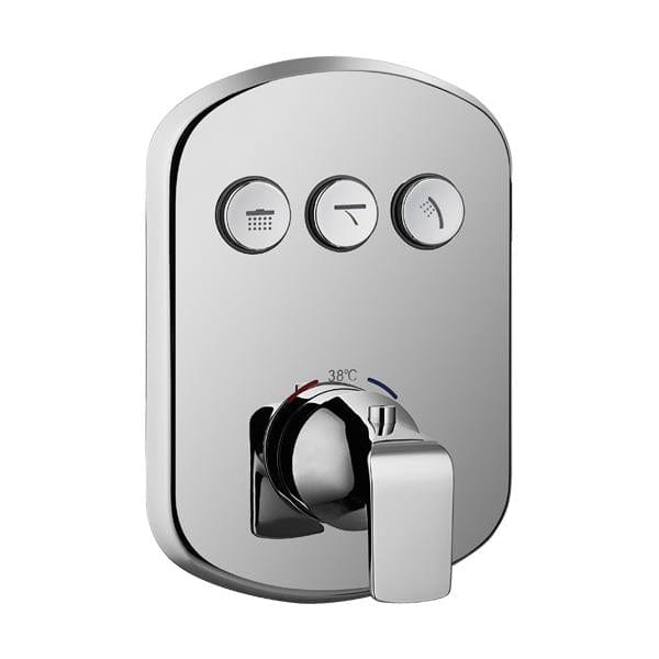Flova Concealed Shower Valve Flova Fusion 3 Outlet GoClick Finishing Set in Diamond Chrome