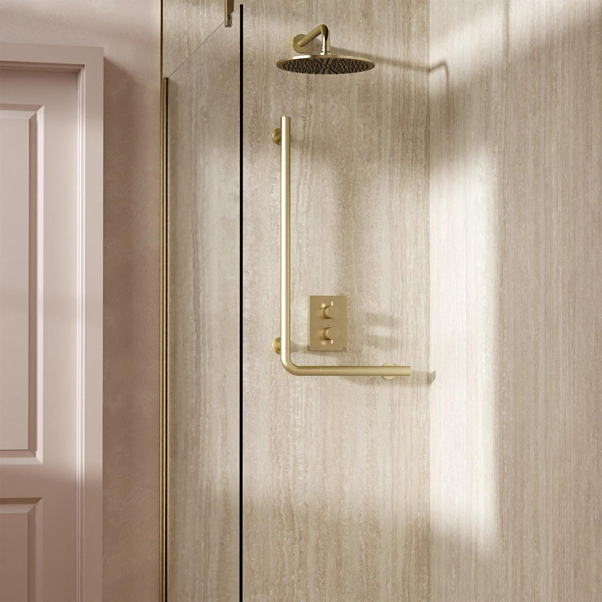 Crosswater Grab Rail/Bar Brushed Brass Crosswater Right Angle Grab Bar