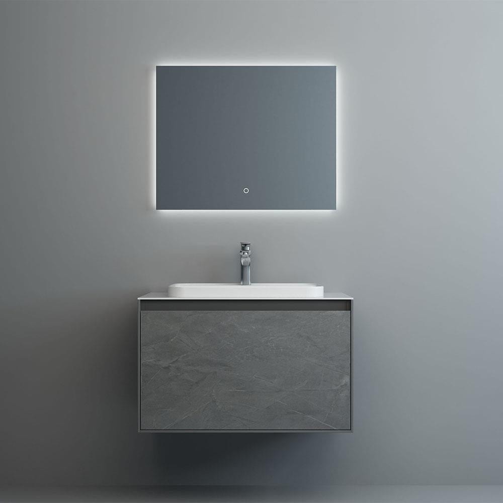 Aquarius Wall Mounted Vanity Unit Grey Marble / White Marble Aquarius KF-Series One Drawer 800mm Vanity Unit with Countertop