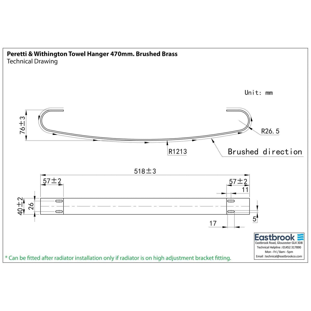 Eastbrook Radiator Towel Hangers Eastbrook Peretti/Withington Towel Hanger