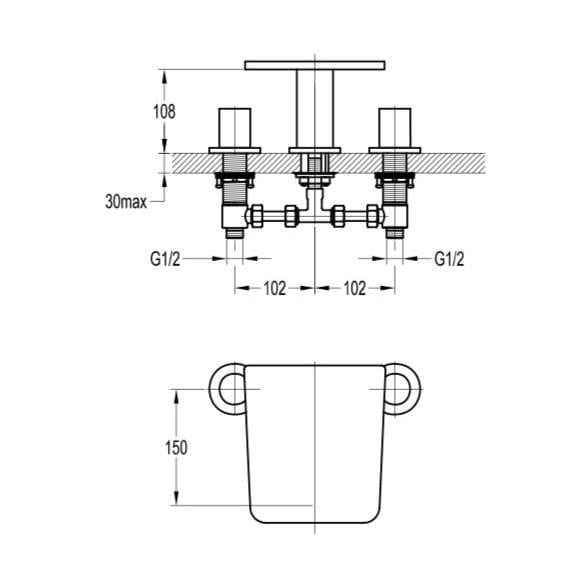 Flova 3 Tap Hole Bath Set Flova Annecy 3 Hole Deck Mounted Bath Mixer Tap in Diamond Chrome