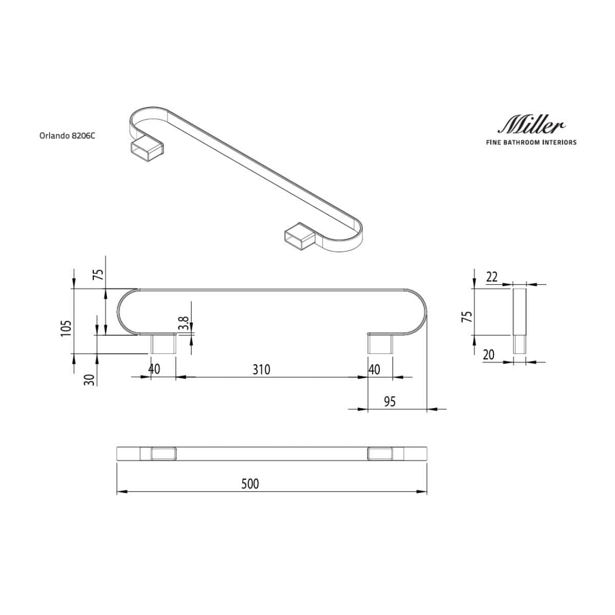 Miller Towel Rails and Rings Miller Orlando Towel Rail