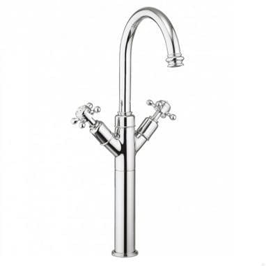Crosswater Tall Basin Tap Chrome Crosswater Belgravia Tall Monobloc Basin Mixer Tap with Crosshead Handle