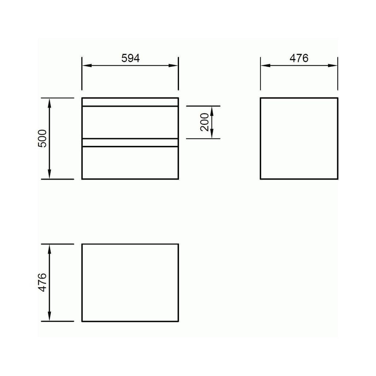 Imex Wall Mounted Vanity Unit Imex Ivo Wall Mounted 600mm Double Drawer Vanity Unit with Basin in White Gloss