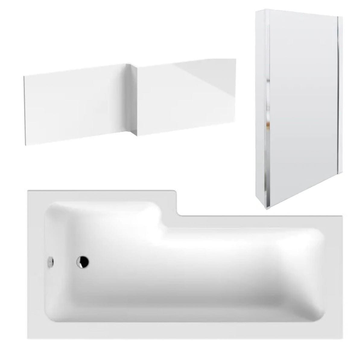 Aquarius Bathrooms L-Shaped Shower Bath Aquarius Urbano L-Shape Square Shower Bath Pack with Screen and Panel