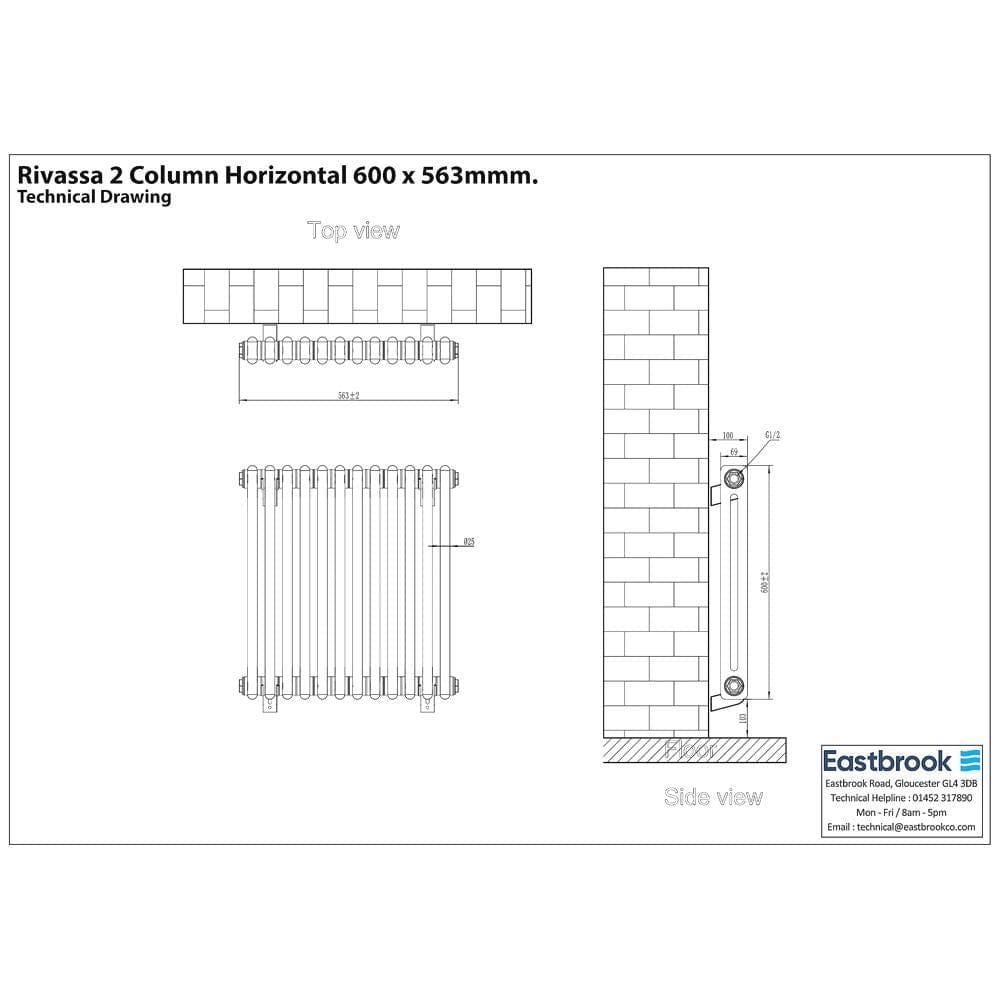 Eastbrook Rivassa Traditional 2 Column Radiator in Matt Anthracite