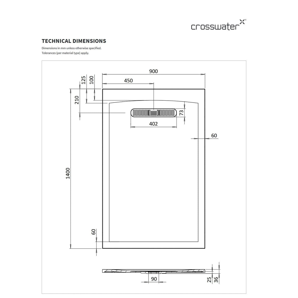 Crosswater Vito Rectangle 25mm Stone Resin Shower Tray