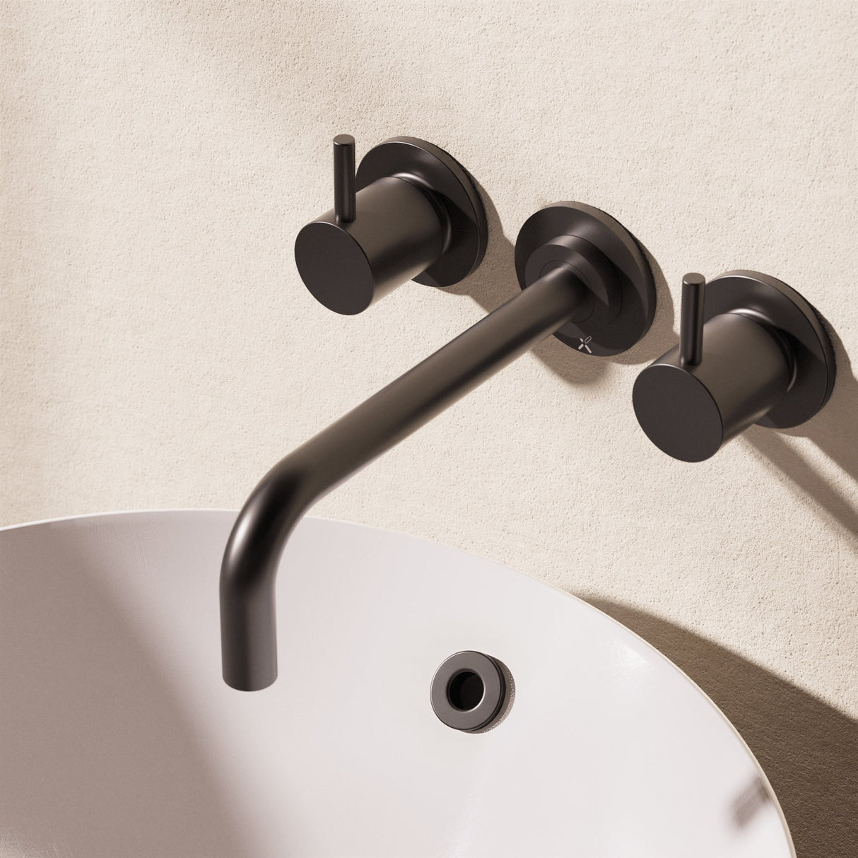 Crosswater Wall Mounted Basin Tap Matt Black Crosswater MPRO Wall Mounted 3 Hole Basin Mixer Tap