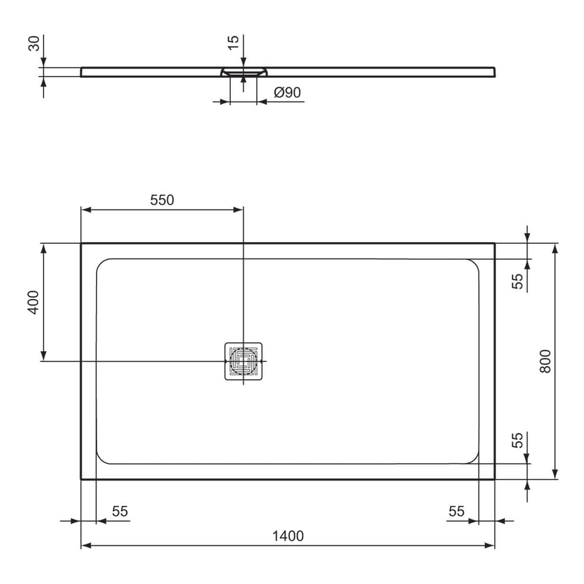 Ideal Standard Ultra Flat S+ Shower Tray 30mm including Waste