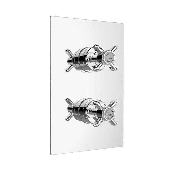 Heritage Concealed Shower Valve Heritage Dawlish Concealed Thermostatic 1 Outlet, 2 Handle Shower Valve in Chrome
