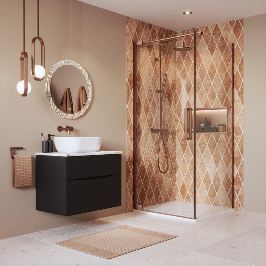 Crosswater Hinged Shower Door Brushed Bronze / 2000 x 900 Crosswater Asura 8mm Hinged Shower Door Side Panel