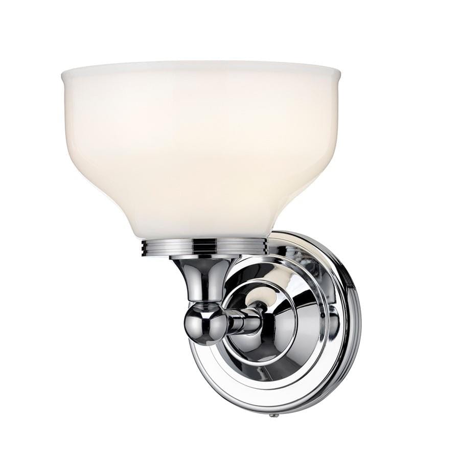 Burlington Bathroom Lighting Burlington LED Round Bathroom Wall Light With Chrome Base and Opal Glass Shade