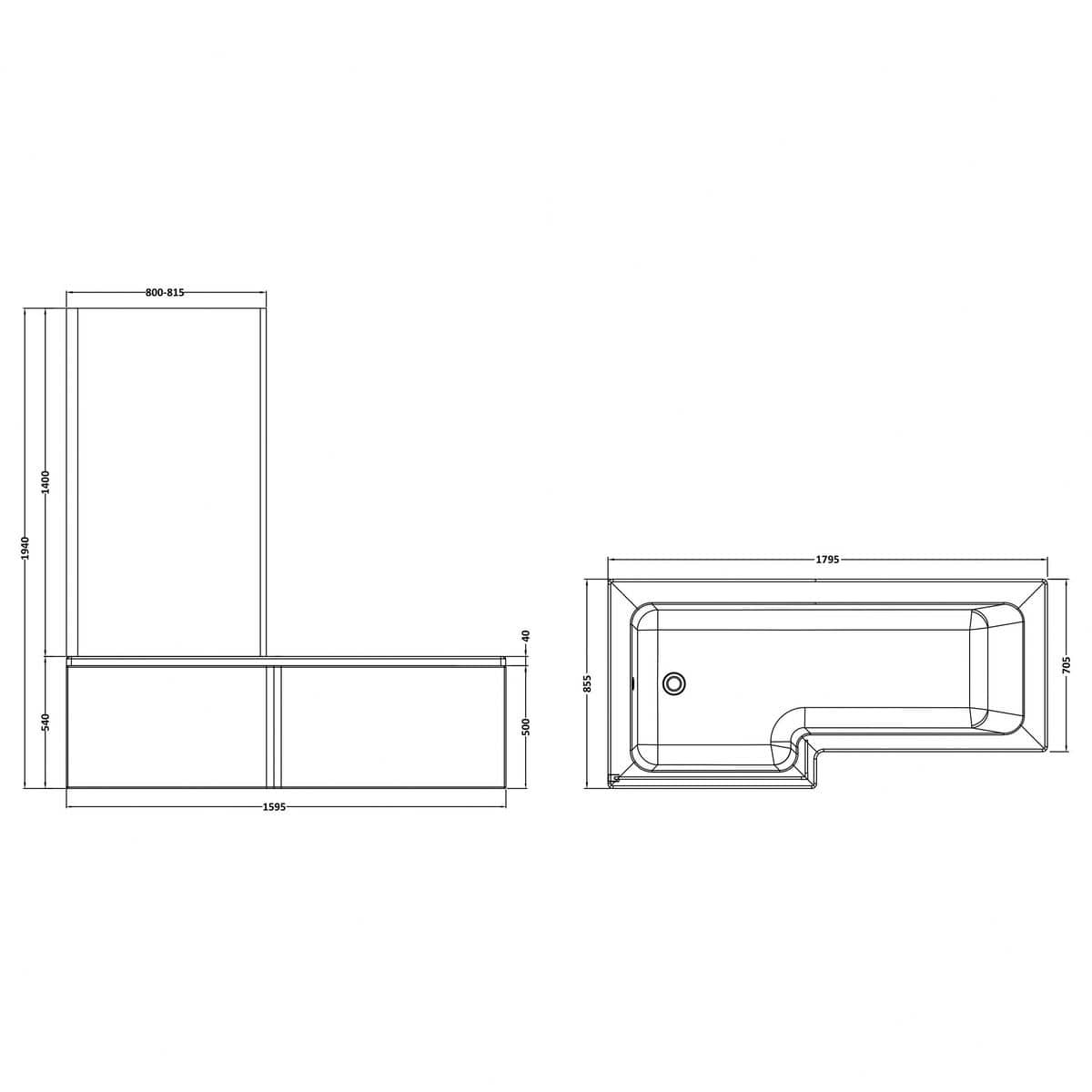 Aquarius Bathrooms L-Shaped Shower Bath Aquarius Urbano L-Shape Square Shower Bath Pack with Screen and Panel