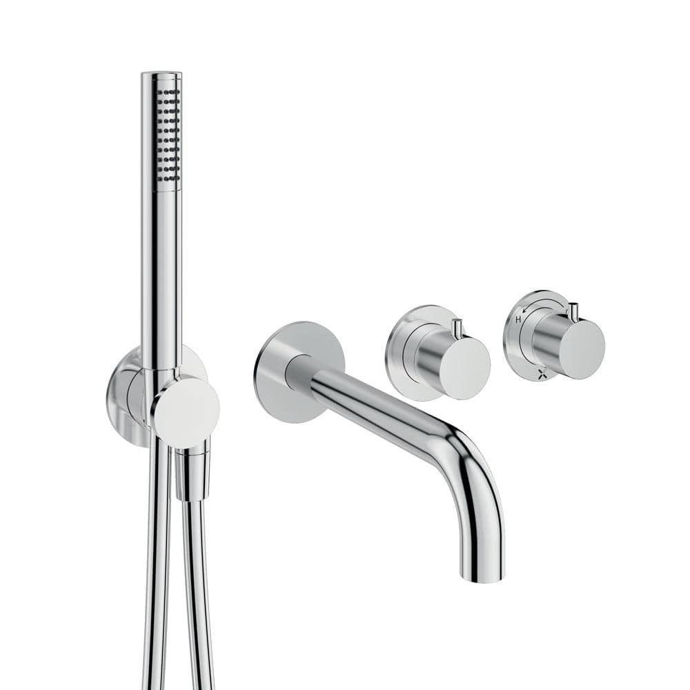 UK Bathroom Store Concealed Shower Set Chrome Crosswater Module Shower Set 10 with Pencil Handset and Bath Spout