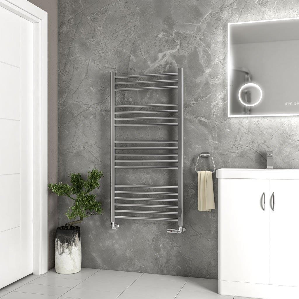 Eastbrook Ladder Rail 1200 x 600 / Central Heating Eastbrook Wendover Straight Vertical Heated Towel Rail in Polished Stainless Steel
