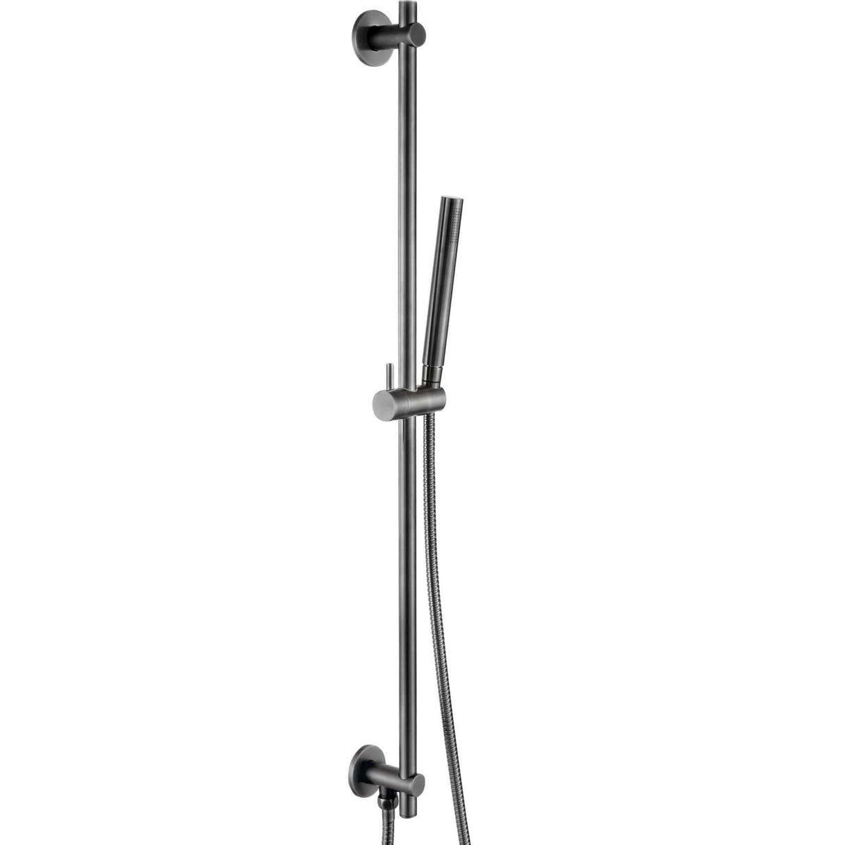 JTP Shower Riser Rail Brushed Black JTP VOS Slide Rail with Single Function Shower Handset and Hose with Bottom Outlet
