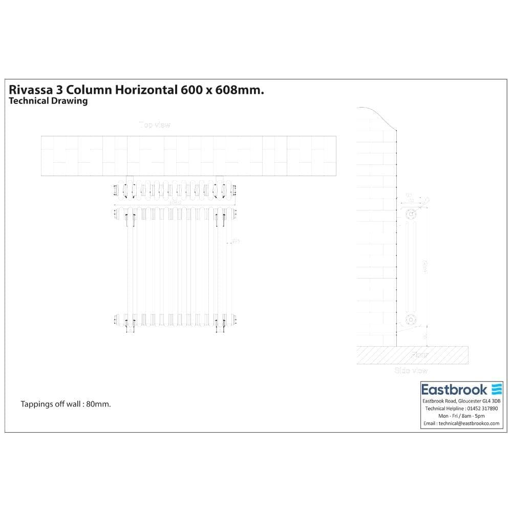 Eastbrook Eastbrook Rivassa Traditional 3 Column Radiator in Matt Anthracite
