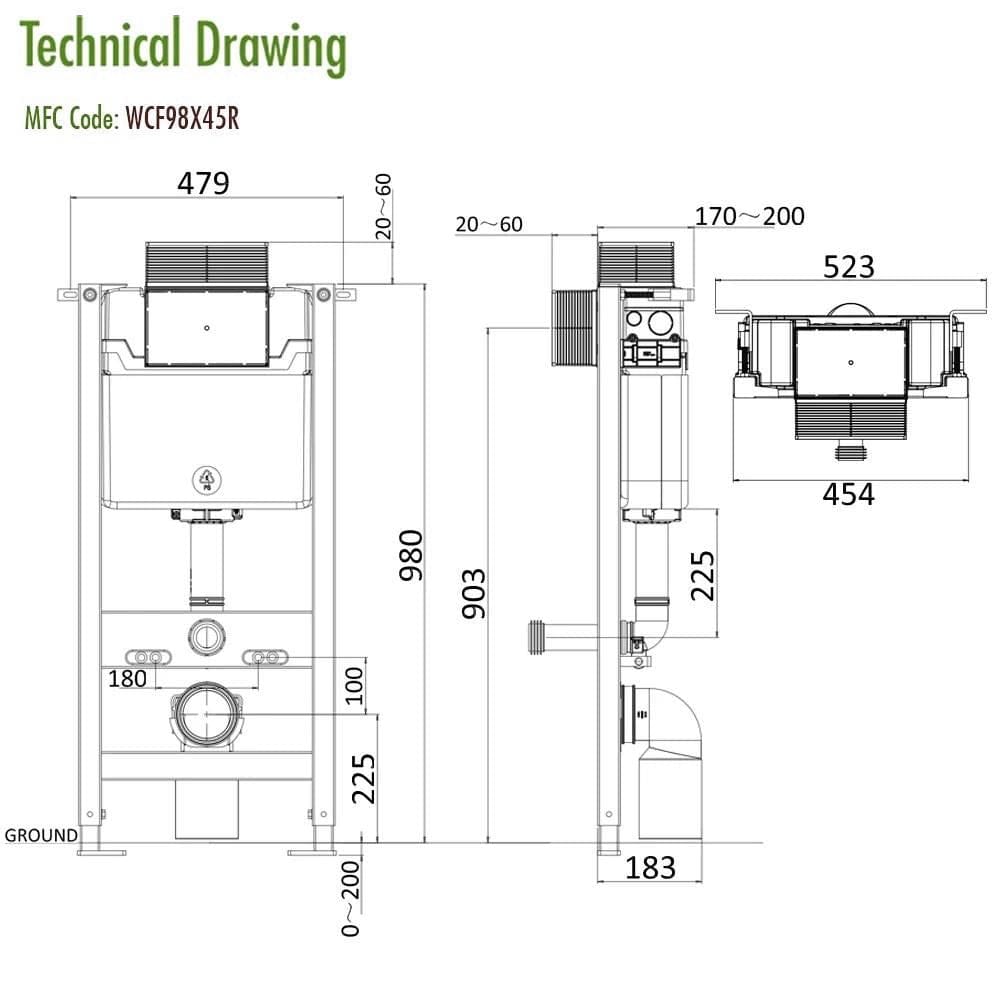 Crosswater Wall Hung WC Frame Crosswater 0.98m Dual Flush WC Support Frame Set with Flush Plate