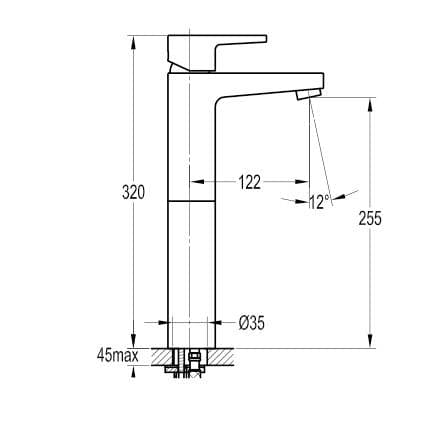 Flova Mono Basin Tap Flova Dekka Tall Basin Mixer Tap with Clicker Waste in Diamond Chrome