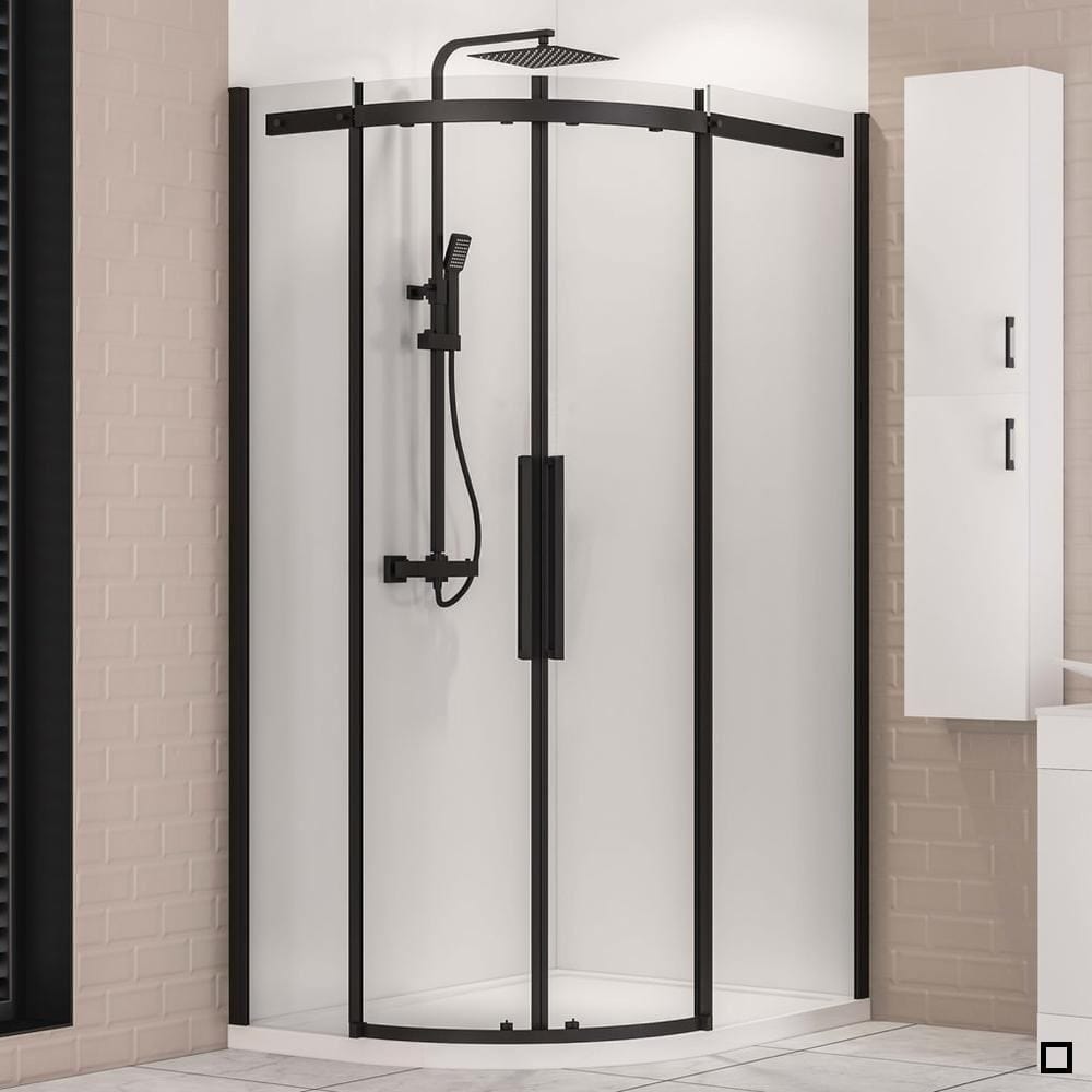 Eastbrook Quadrant Shower Enclosure Matt Black / 1000 x 900mm / Left Handed Eastbrook Corniche 2000 8mm Quadrant Shower Enclosure