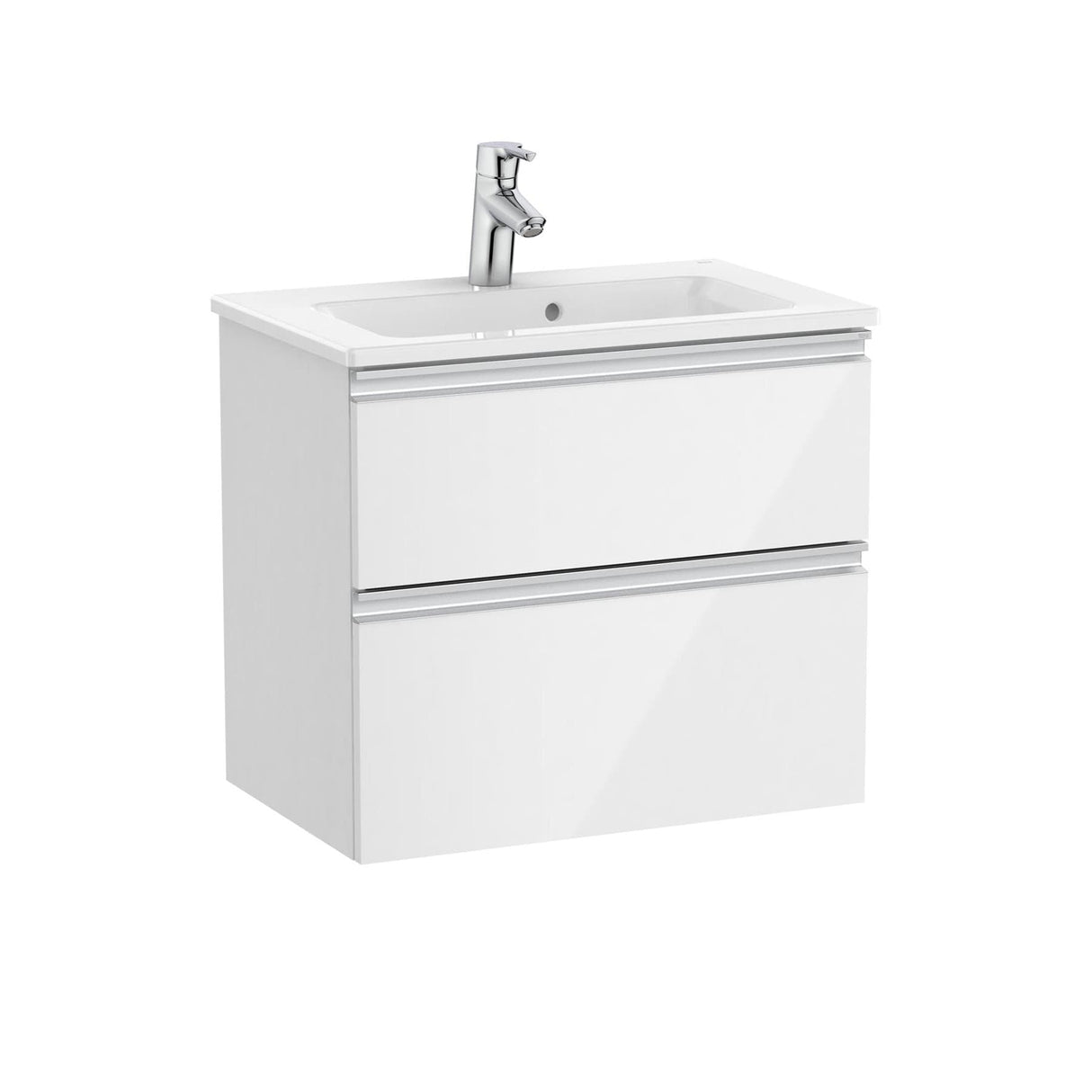 Roca Wall Mounted Vanity Unit Gloss White Roca The Gap Compact Wall Mounted 600mm Two Drawer Vanity Unit with Basin