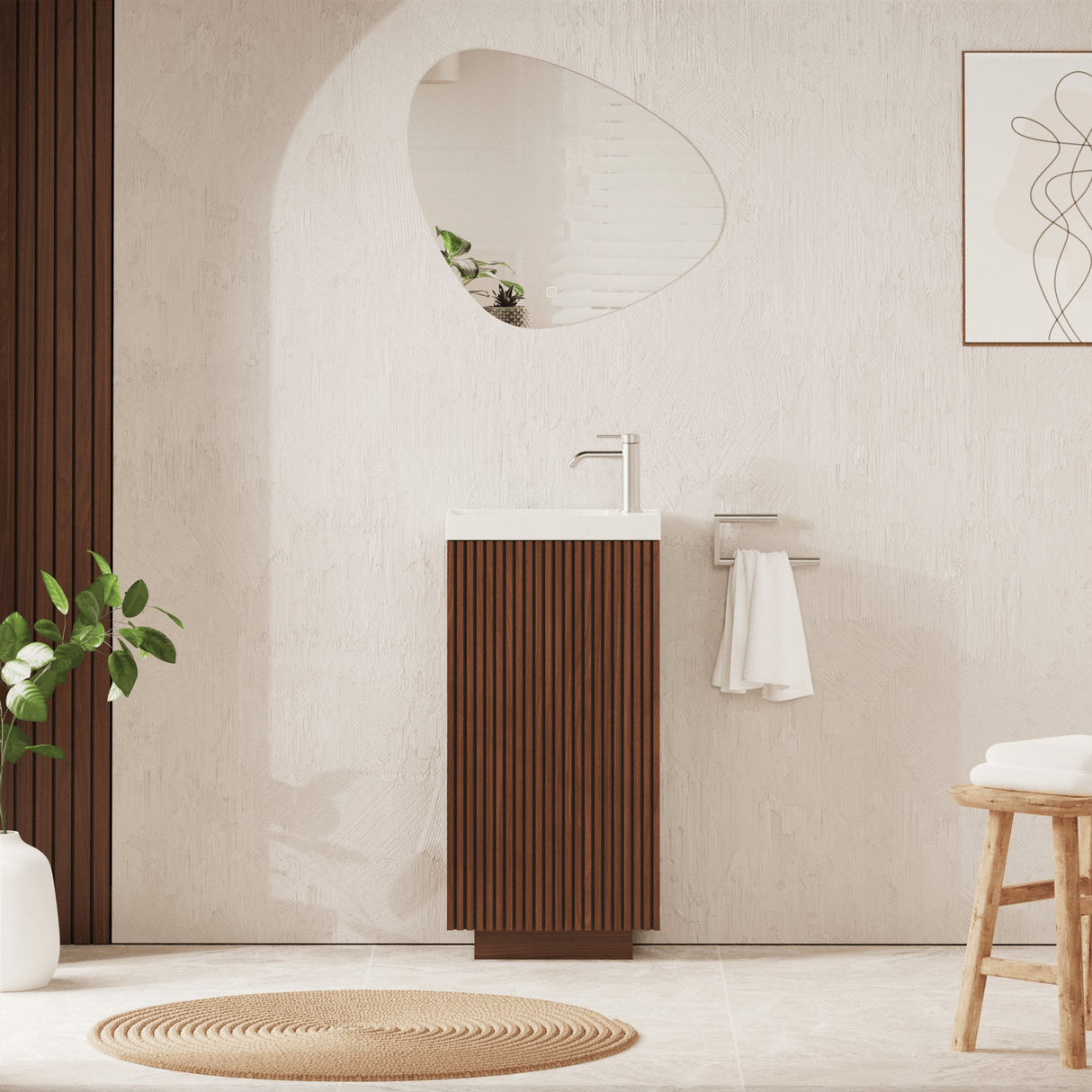 Crosswater Cloakroom Vanity Unit Royal Walnut Crosswater Limit Cloakroom Floor Standing 400mm Single Door Vanity Unit with Basin