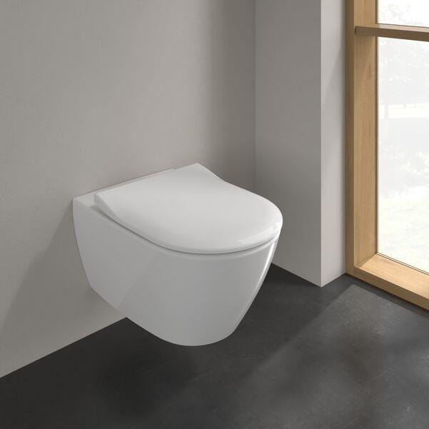 Villeroy & Boch Wall Hung Toilet Villeroy & Boch Subway 2.0 Combi-Pack Wall Hung DirectFlush Rimless Toilet with Slimline Soft Close Seat in White Alpin