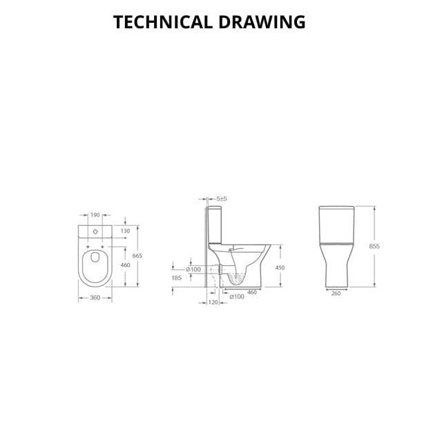 Imex Close Coupled Toilet Imex Blade Rimless Comfort Height Open Back Close Coupled Toilet with Soft Close Seat in White