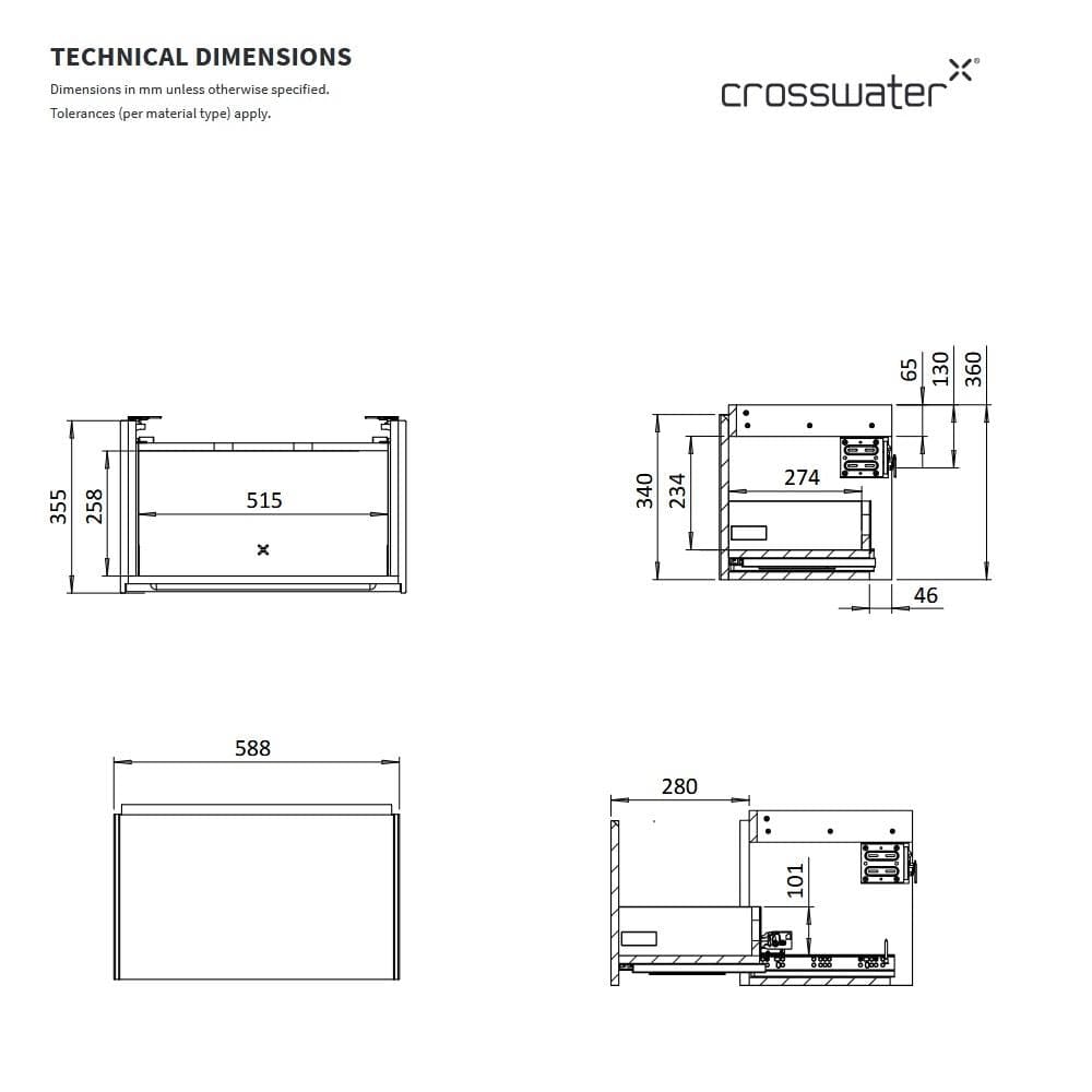 Crosswater Wall Mounted Vanity Unit Crosswater Mada Wall Mounted Vanity Unit