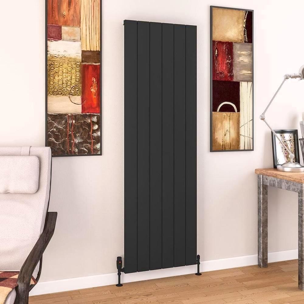 Eastbrook Panel Radiator 1800 x 565 / Electric Only Eastbrook Charlton Vertical Aluminium Designer Radiator in Matt Black