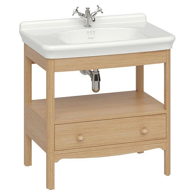 Burlington Floor Standing Vanity Unit Light Oak / 1 Hole Burlington Guild Floor Standing 850mm Vanity Unit with Basin