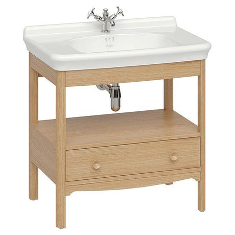 Burlington Floor Standing Vanity Unit Light Oak / 1 Hole Burlington Guild Floor Standing 850mm Vanity Unit with Basin