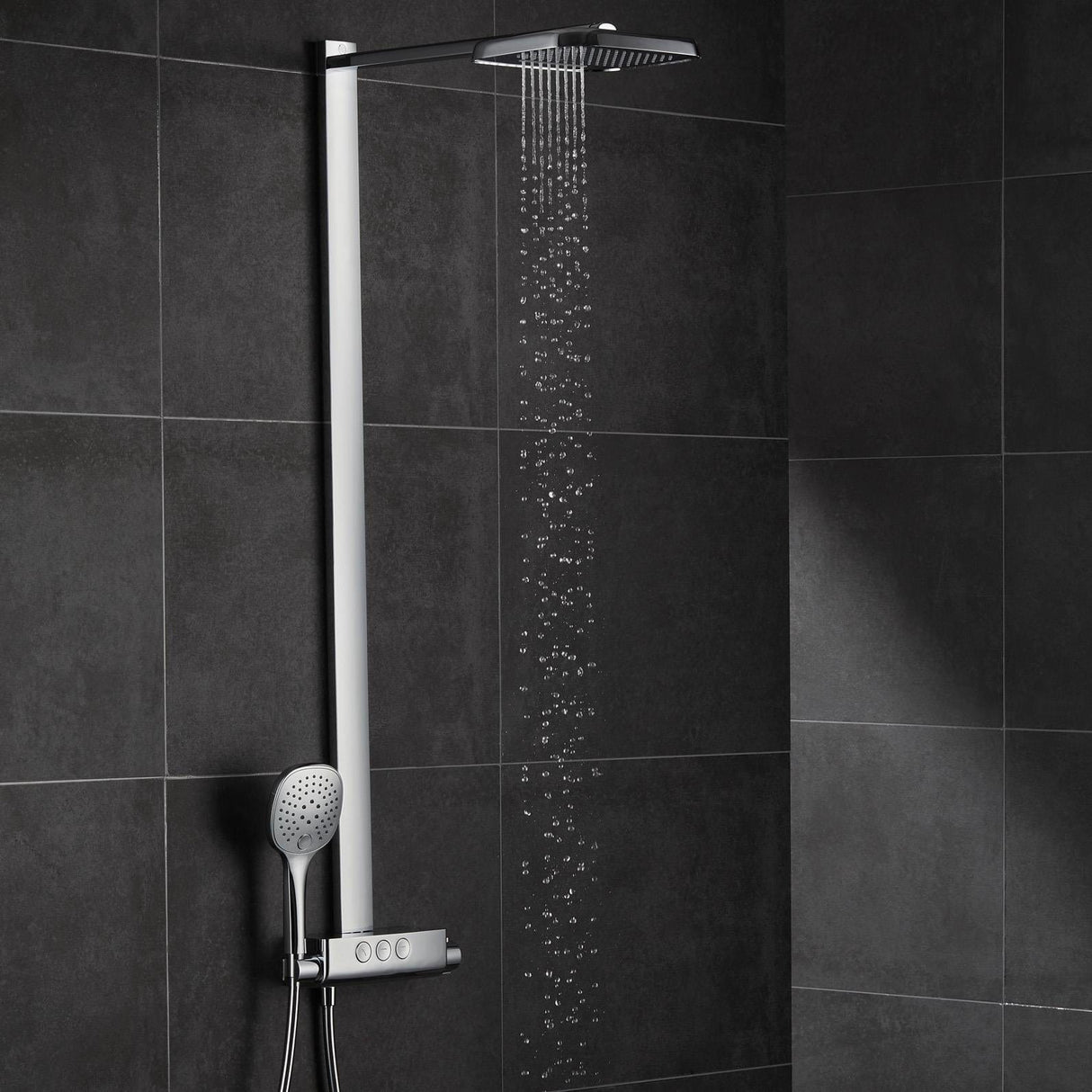 Flova Exposed Shower Set Flova Fusion GoClick Thermostatic Shower Valve Set with Riser, Rainshower Head and Shower Handset