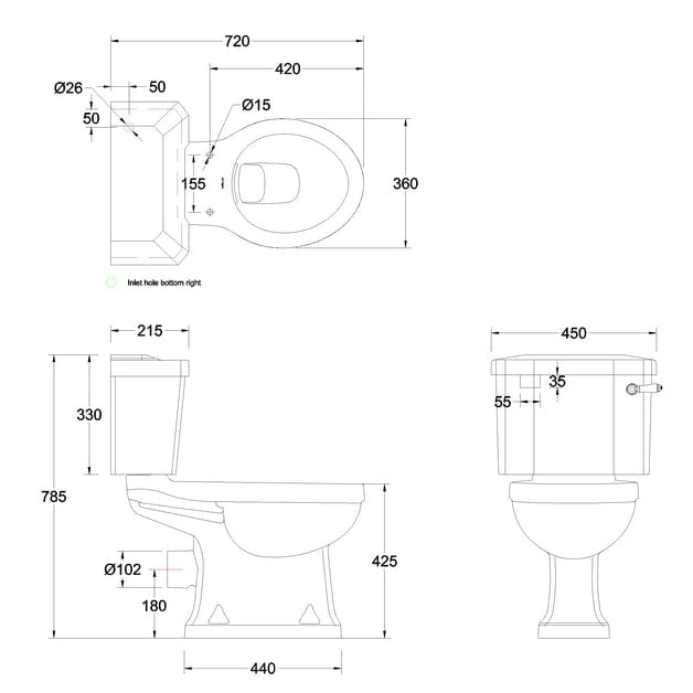Burlington Close Coupled Toilet Burlington Traditional Rimless Close Coupled Toilet