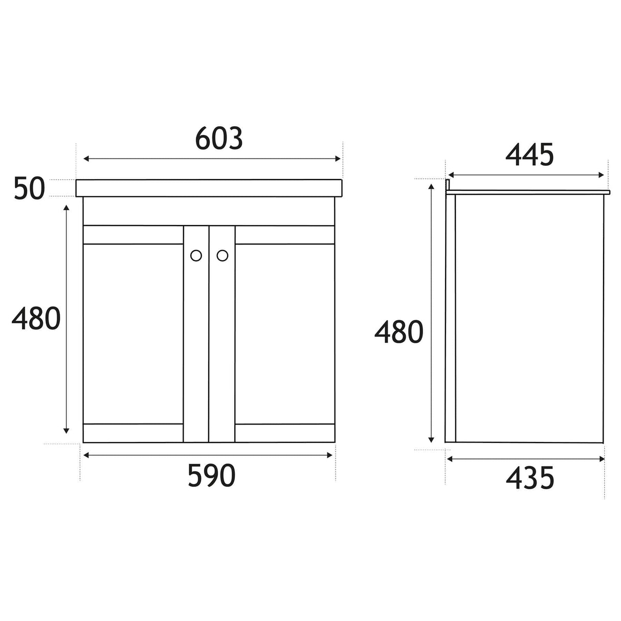 Eastbrook Wall Mounted Vanity Unit Eastbrook Hardwick Traditional 600mm Wall Hung Vanity Unit with Basin