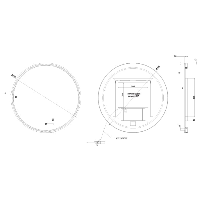 Crosswater Illuminated Mirror Crosswater Infinity Round Framed LED Illuminated Mirror