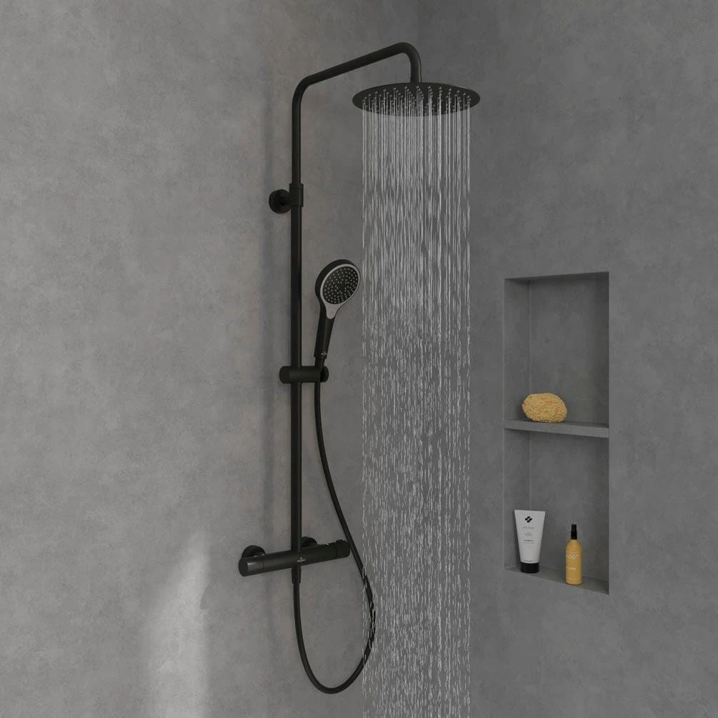 Villeroy & Boch Exposed Shower Set Villeroy & Boch Verve Exposed Shower Valve Set with Adjustable Riser, Fixed Head and Handset