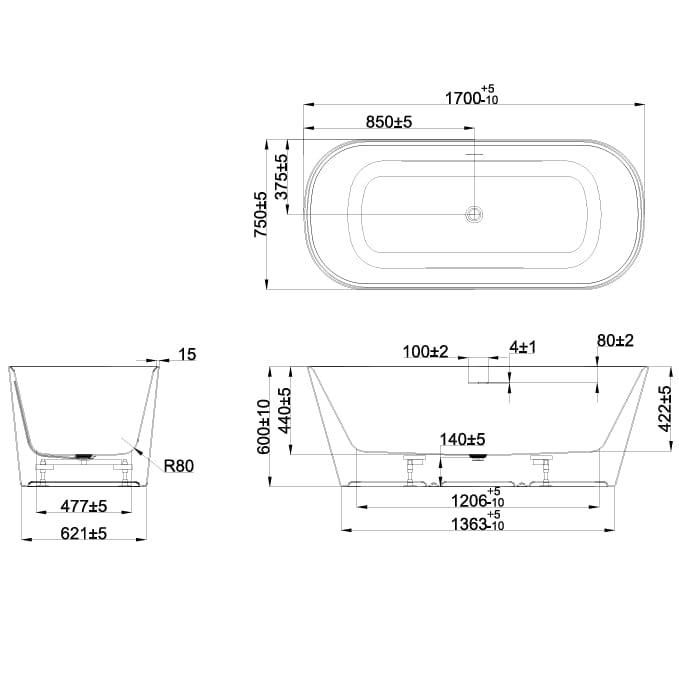 Crosswater Modern Freestanding Bath Crosswater Carne Freestanding Bath