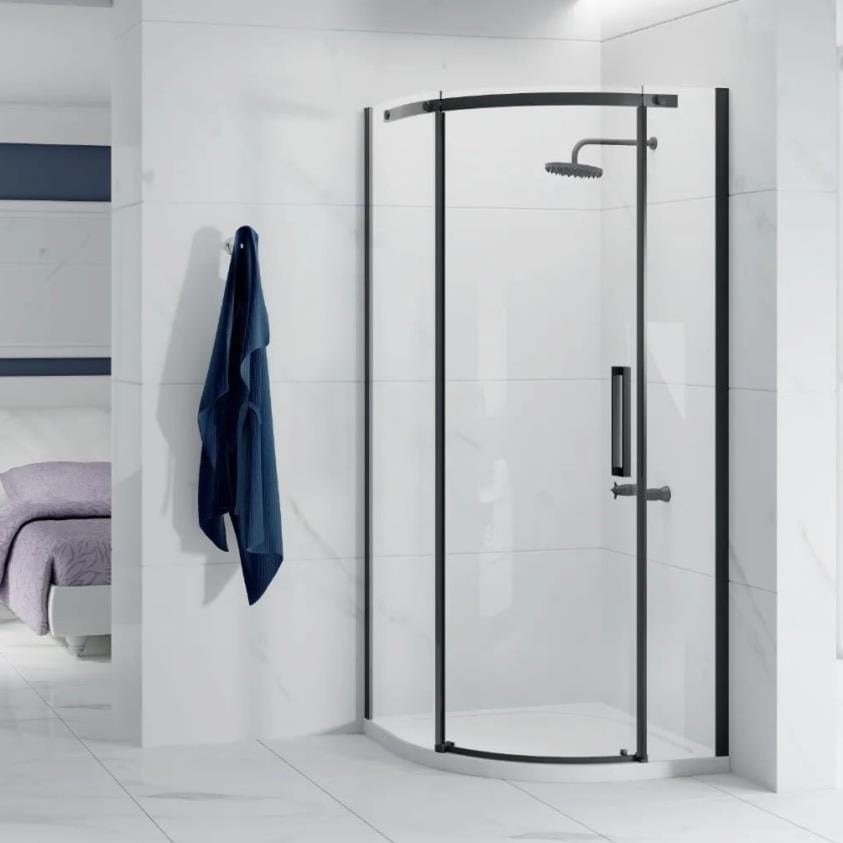 Merlyn Quadrant Shower Enclosure Matt Black / Left Handed Merlyn Ionic Essence Frameless 8mm 1 Door Quadrant Shower Enclosure