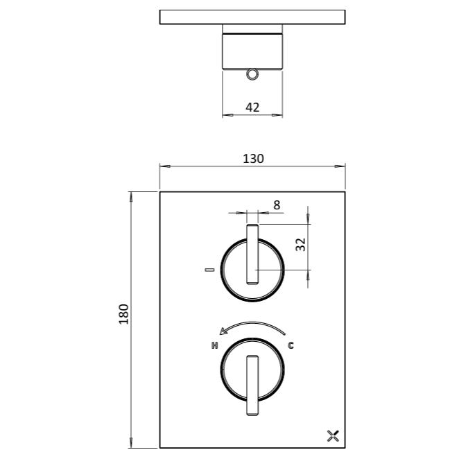 Crosswater Concealed Shower Valve Crosswater 3ONE6 Lever Crossbox 1 Outlet Trimset in Stainless Steel